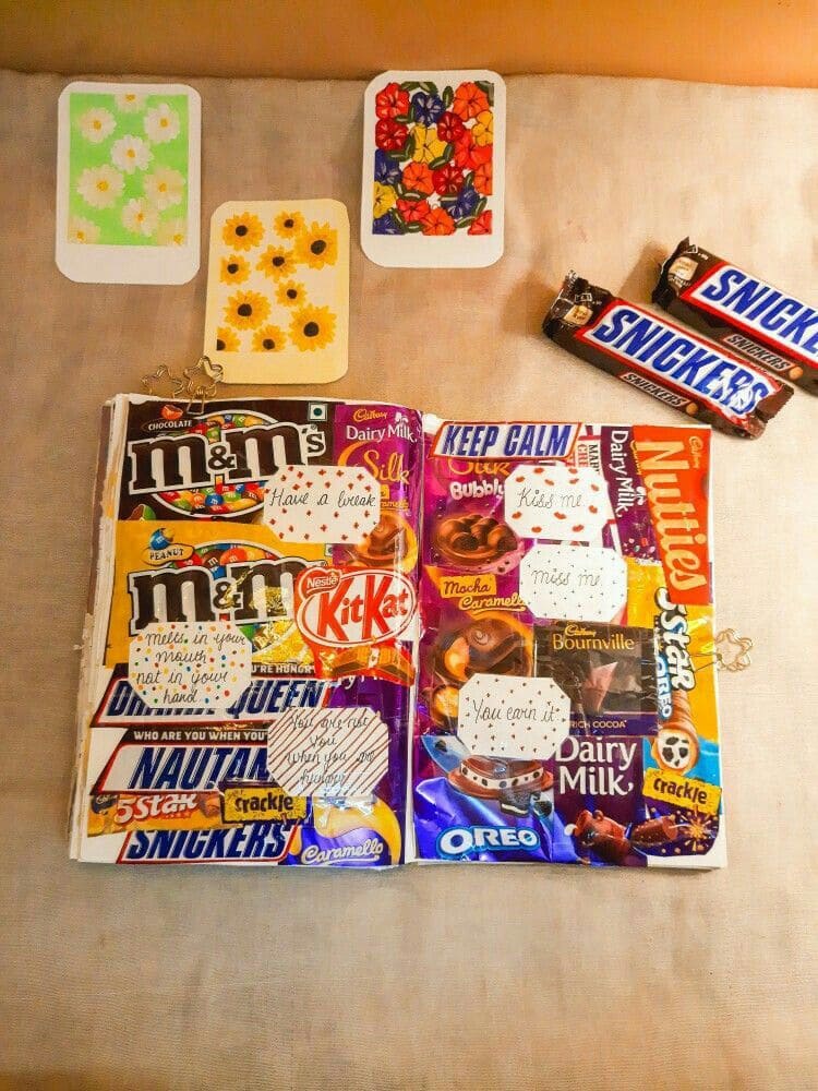 Upcycled Chocolate Wrapper Journal Spread