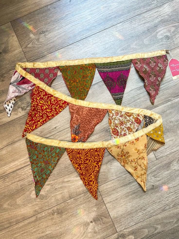 Upcycled Fabric Bunting Banner