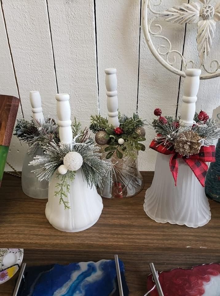 Upcycled Glass Bell Candle Holders