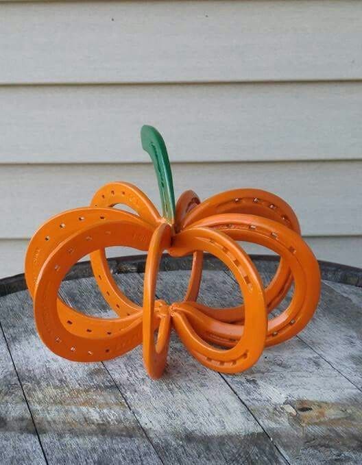 Upcycled Horseshoe Pumpkin