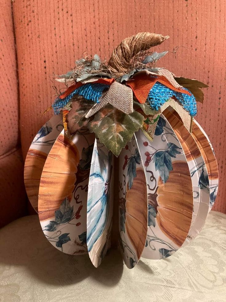 Upcycled Paper Plate Pumpkin