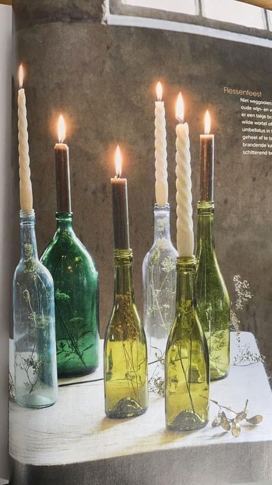 Upcycled Wine Bottle Candle Holders