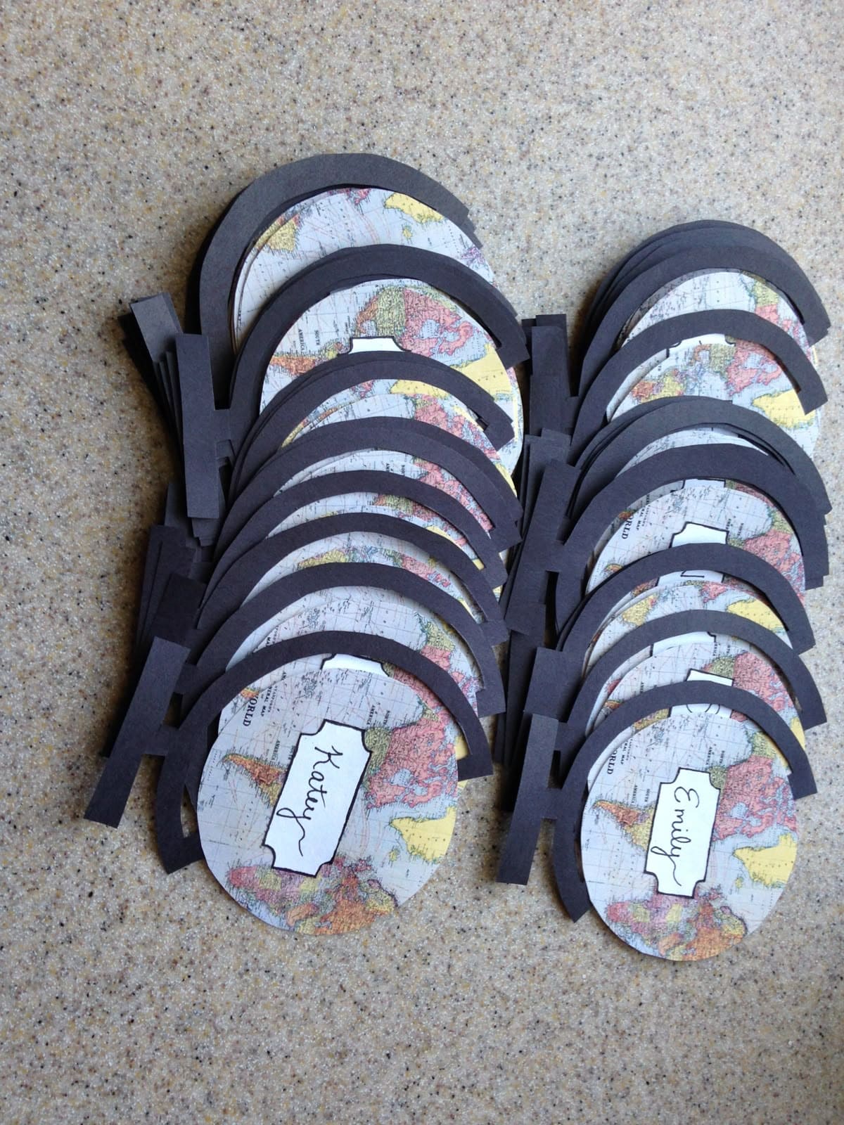 Vintage Map Headphone Place Cards