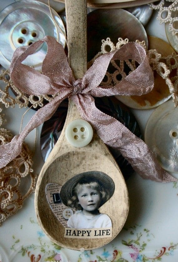 Vintage Memory Spoon With Photo Transfer