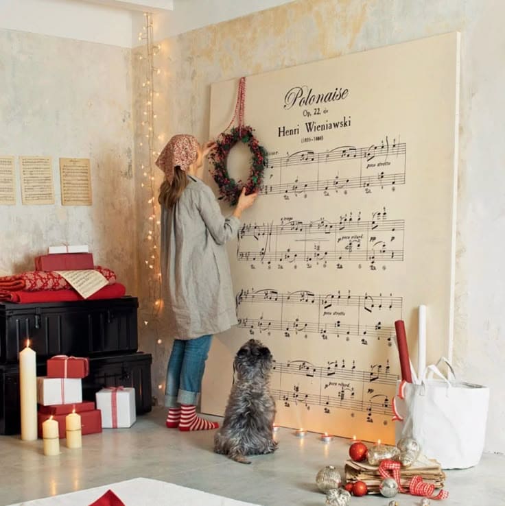 Vintage Music Wall Holiday Photo Backdrop