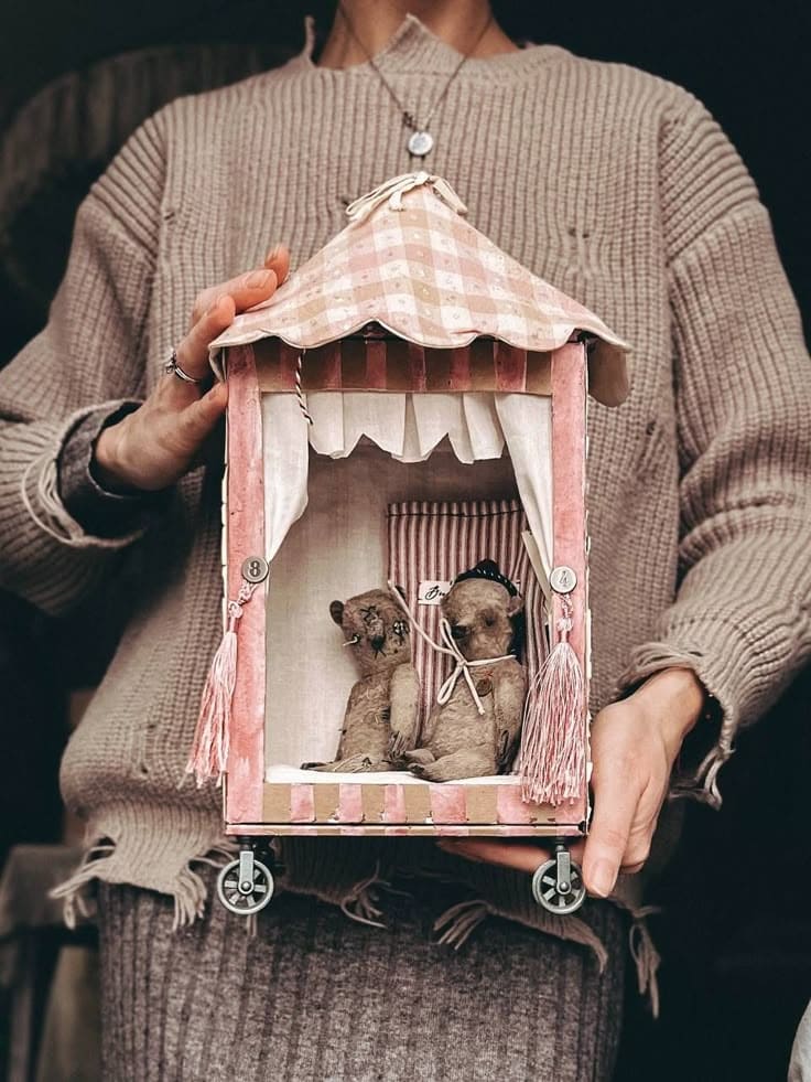Vintage-Style Mini Puppet Theater on Wheels