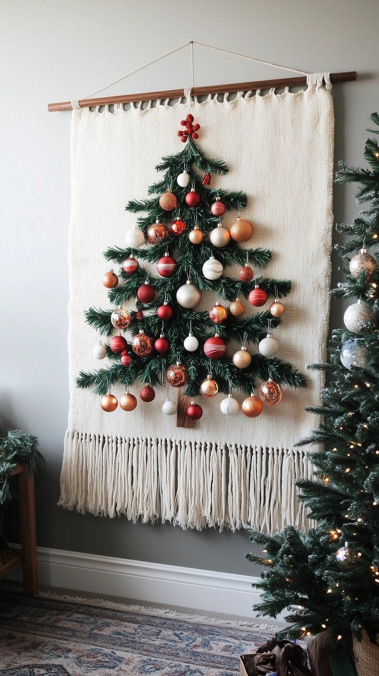 Wall-Hanging Christmas Tree With Ornaments