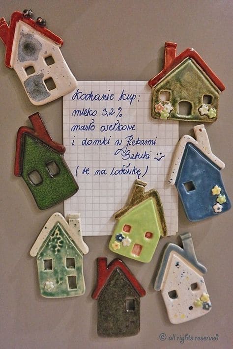 Whimsical Clay House Magnets