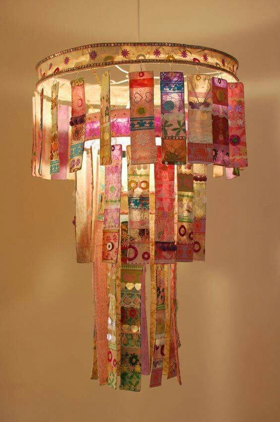 Whimsical Fabric Scrap Chandelier