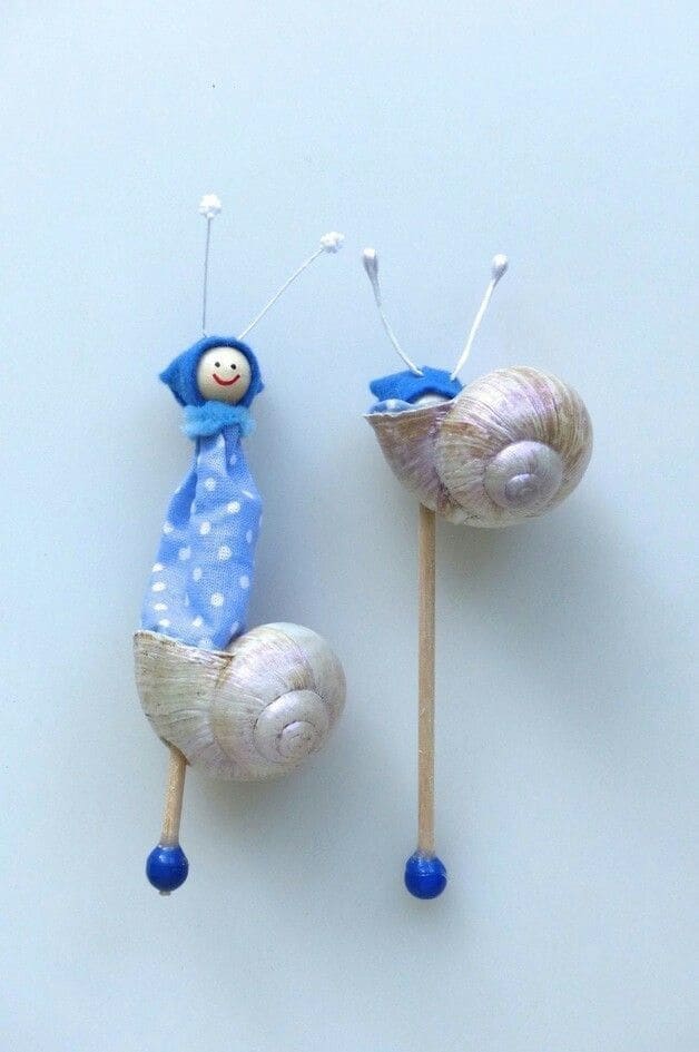 Whimsical Snail Dolls with Fabric Bodies