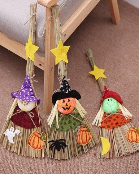 Whimsical Witch Broom Trio