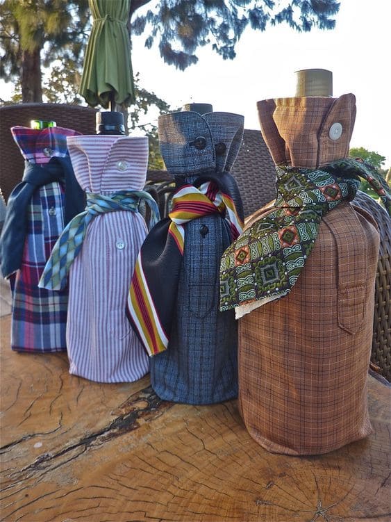 Wine Bottle Gift Wraps from Shirts and Ties