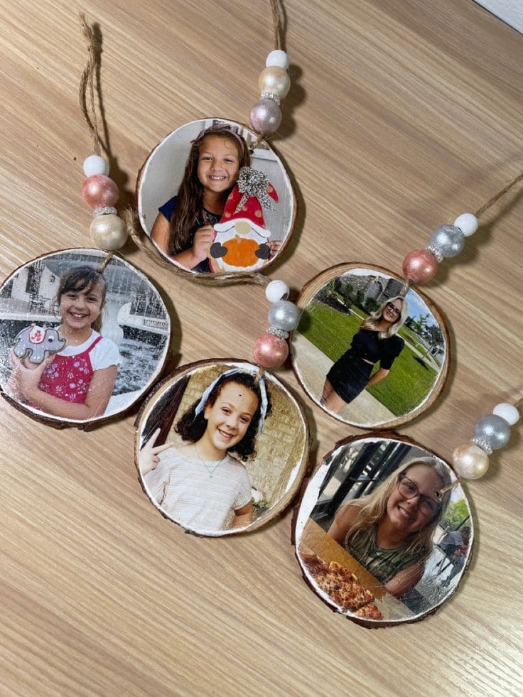Wood Slice Photo Ornaments