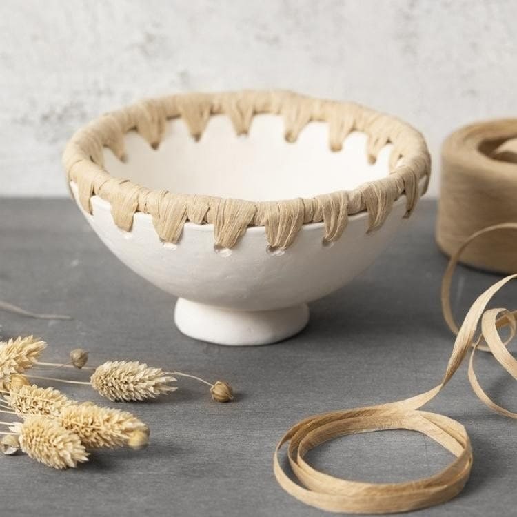 Woven Rim Decorative Clay Bowl