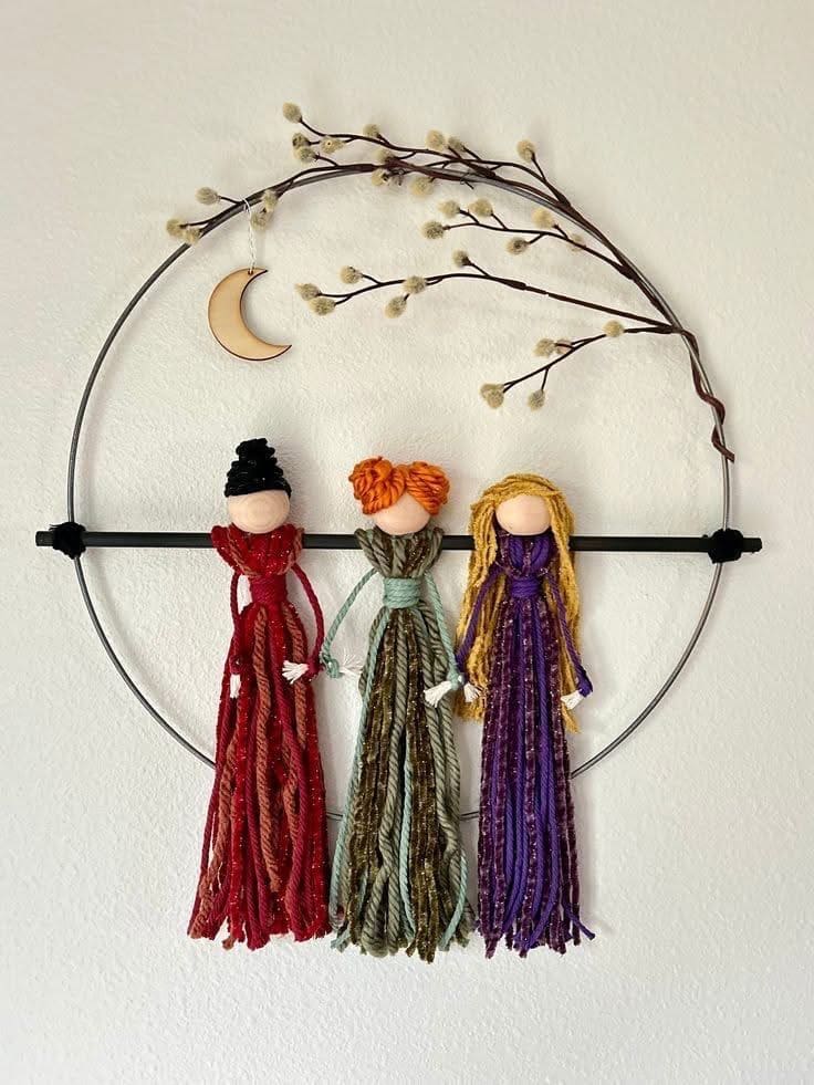 Yarn Doll Wall Hanging Trio