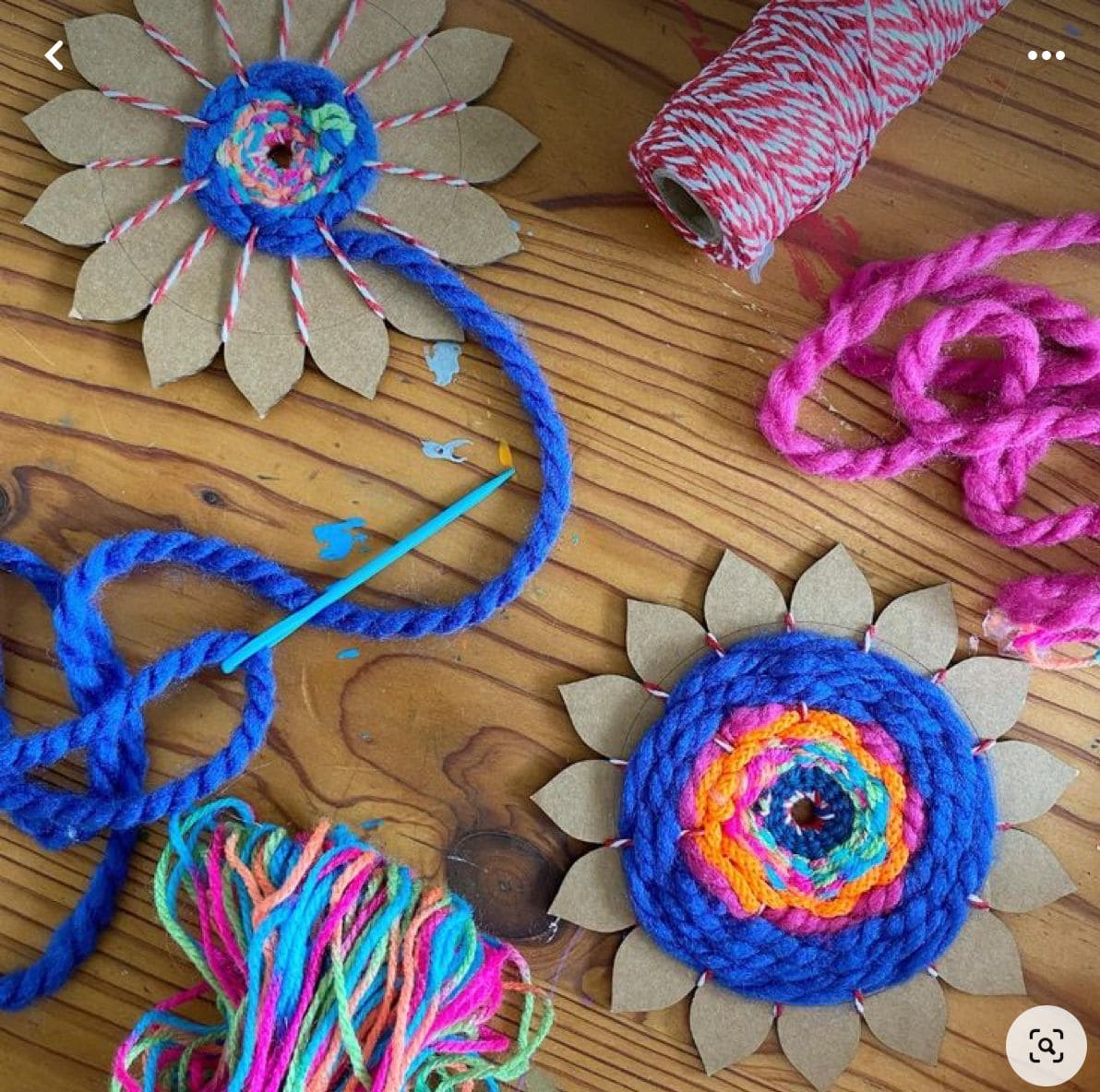 Yarn Woven Sunflower Discs