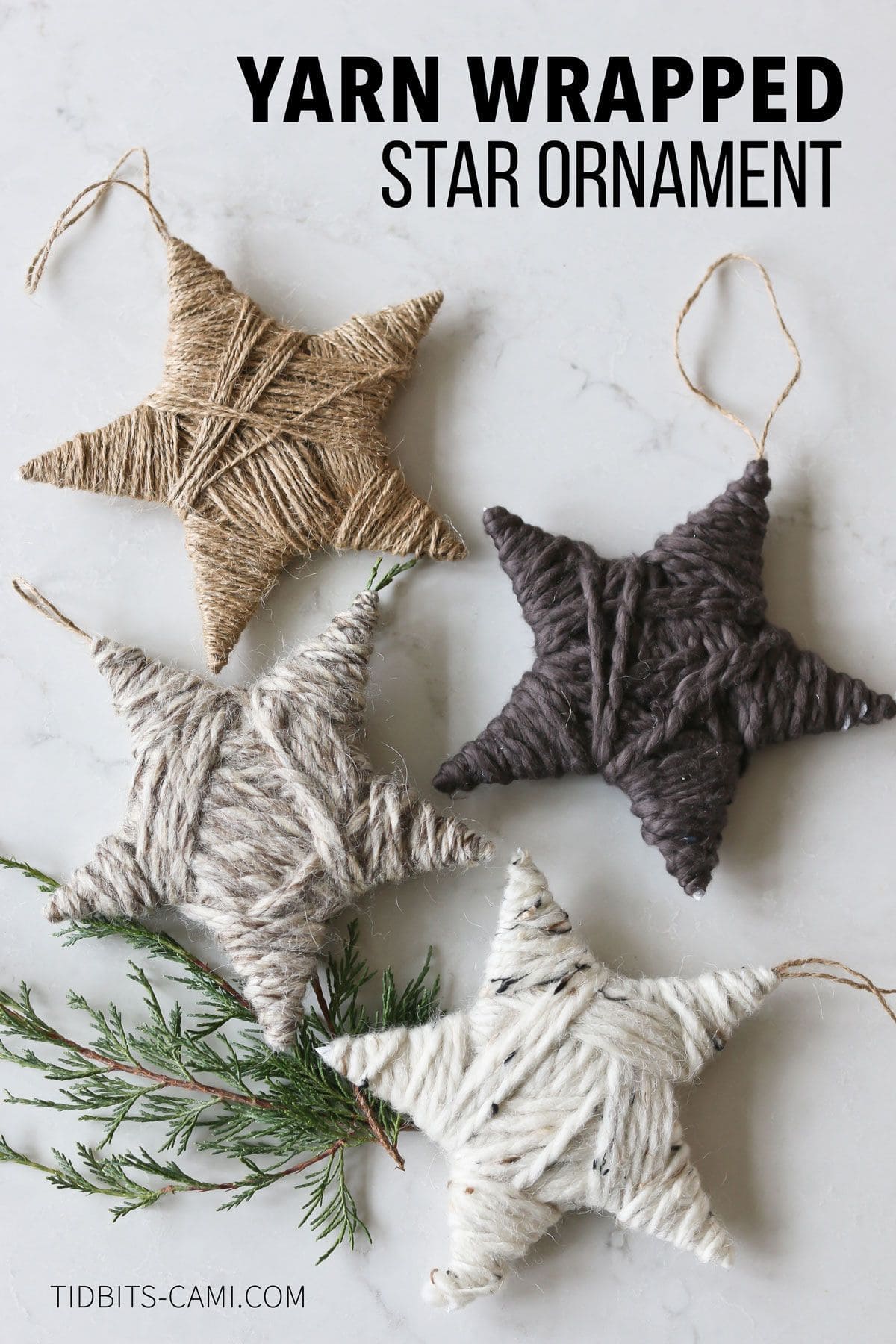 Yarn-Wrapped Star Ornaments