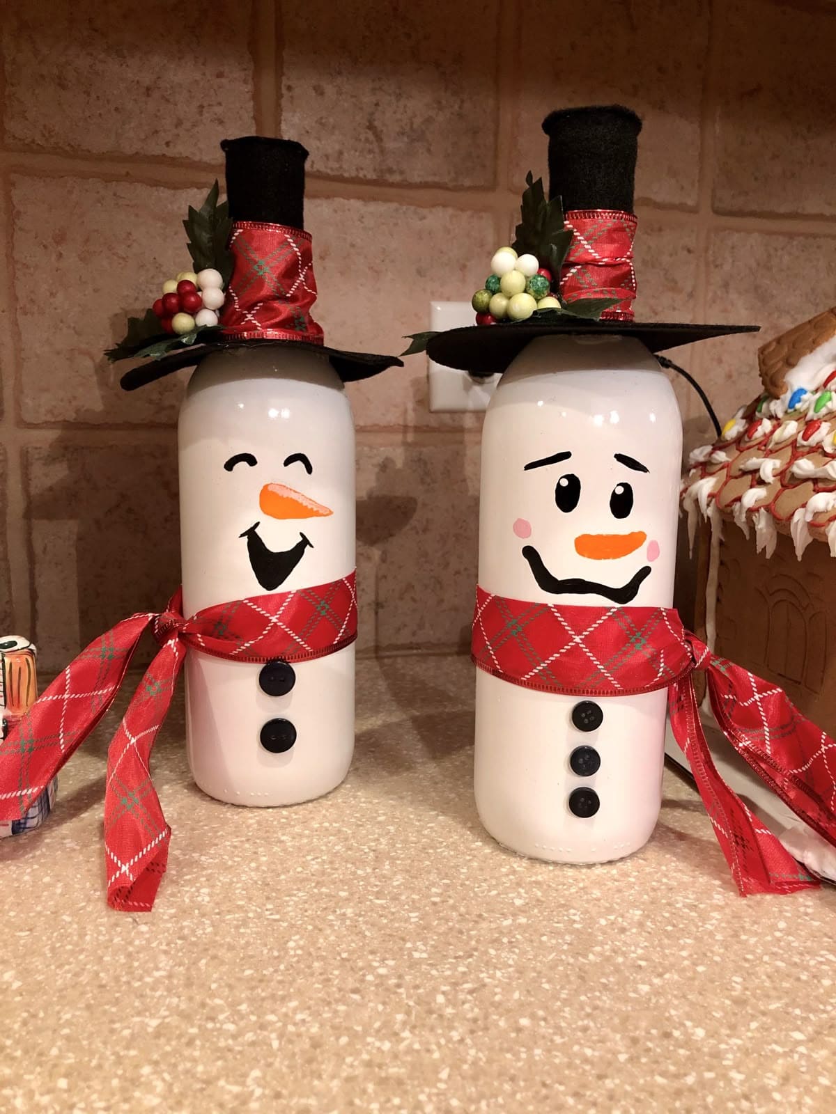Adorable Wine Bottle Snowmen