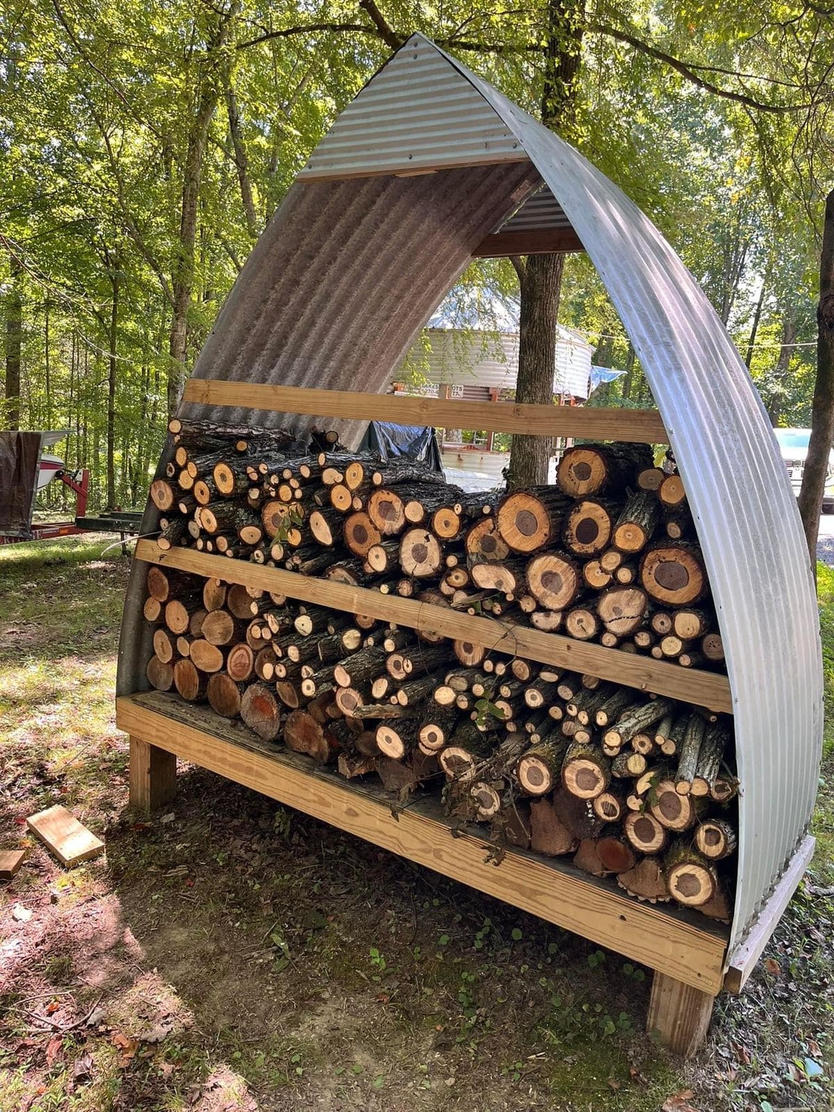 Arched Metal Roof Firewood Storage