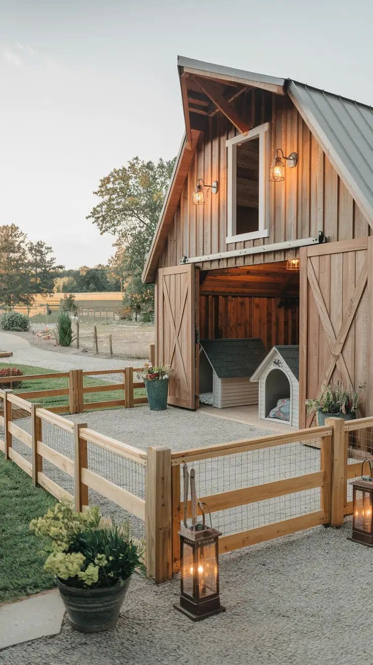 Barn-Style Dog Run with Cozy Shelter