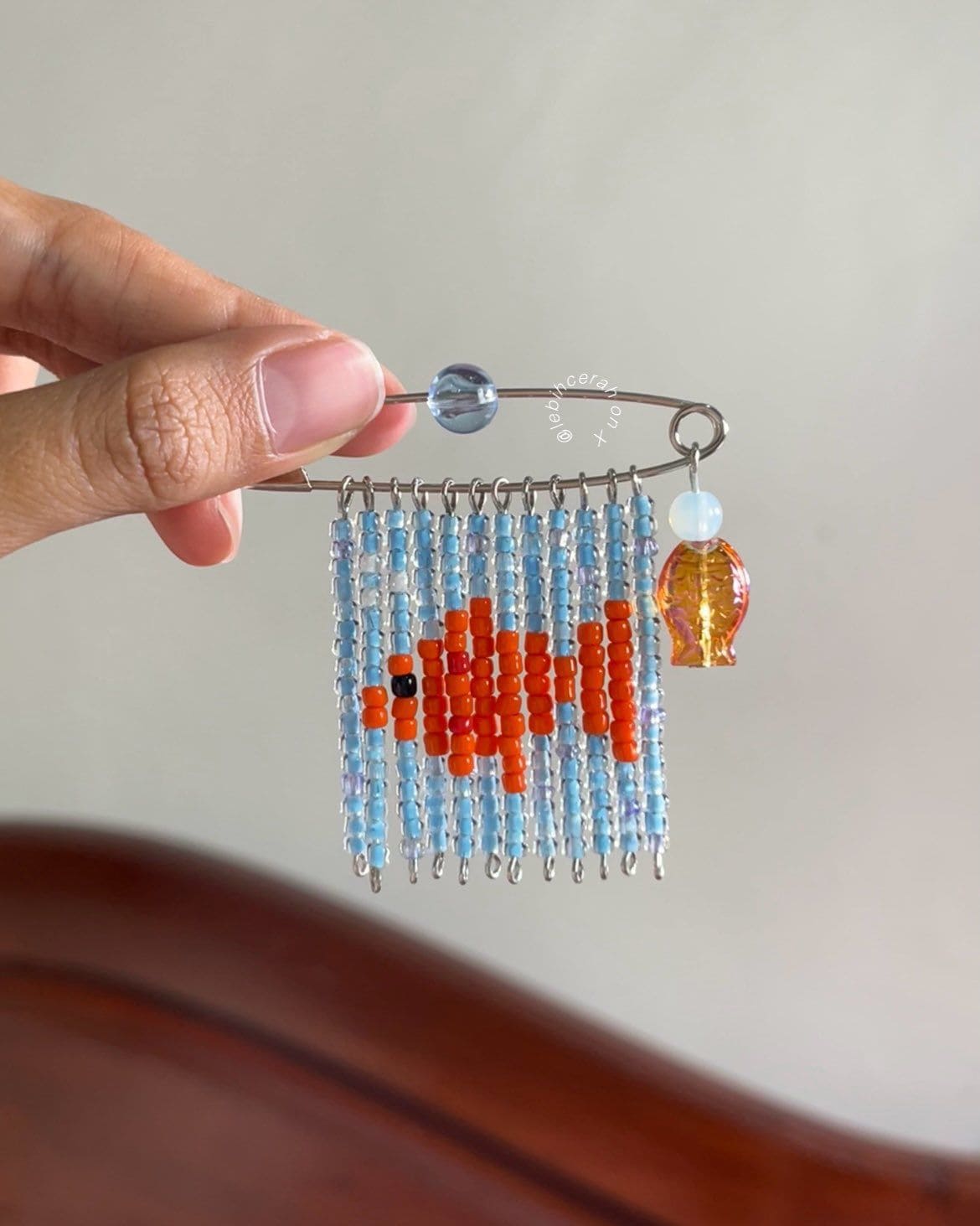 Beaded Goldfish Brooch
