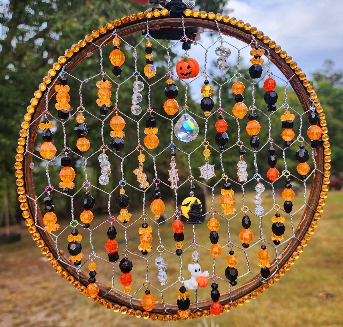 Beaded Halloween Suncatcher Hoop