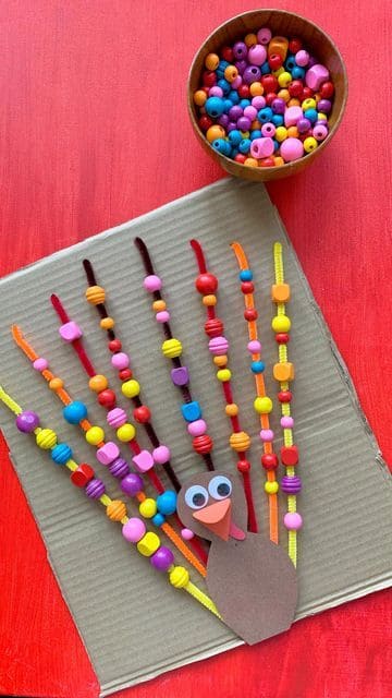 Beaded Pipe Cleaner Turkey Tail Craft