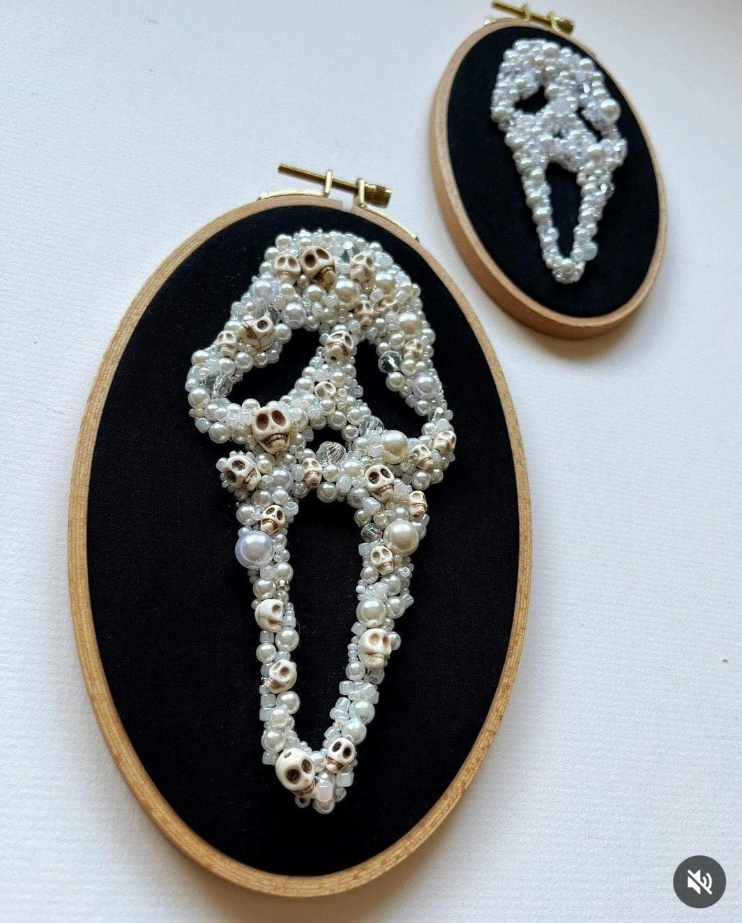 Beaded Skull Mask Embroidery Hoop 1