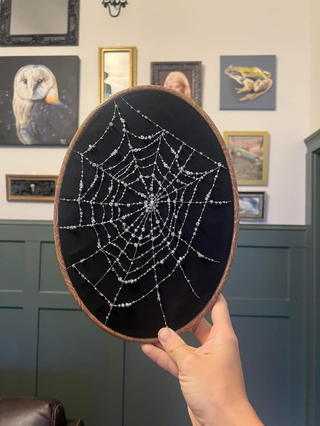 How to Make A Beaded Spider Web Embroidery Hoop