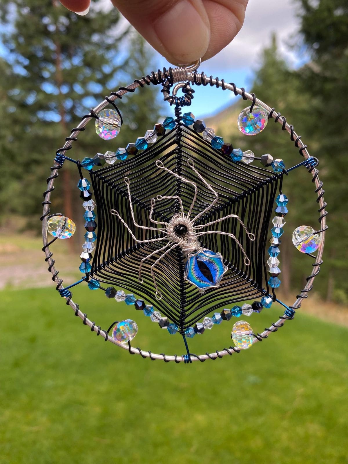 Beaded Spiderweb Suncatcher