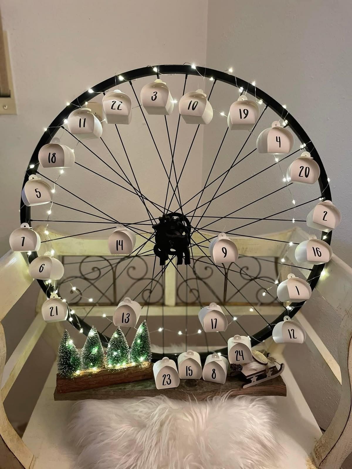 Bicycle Wheel Advent Calendar with Mini Boxes