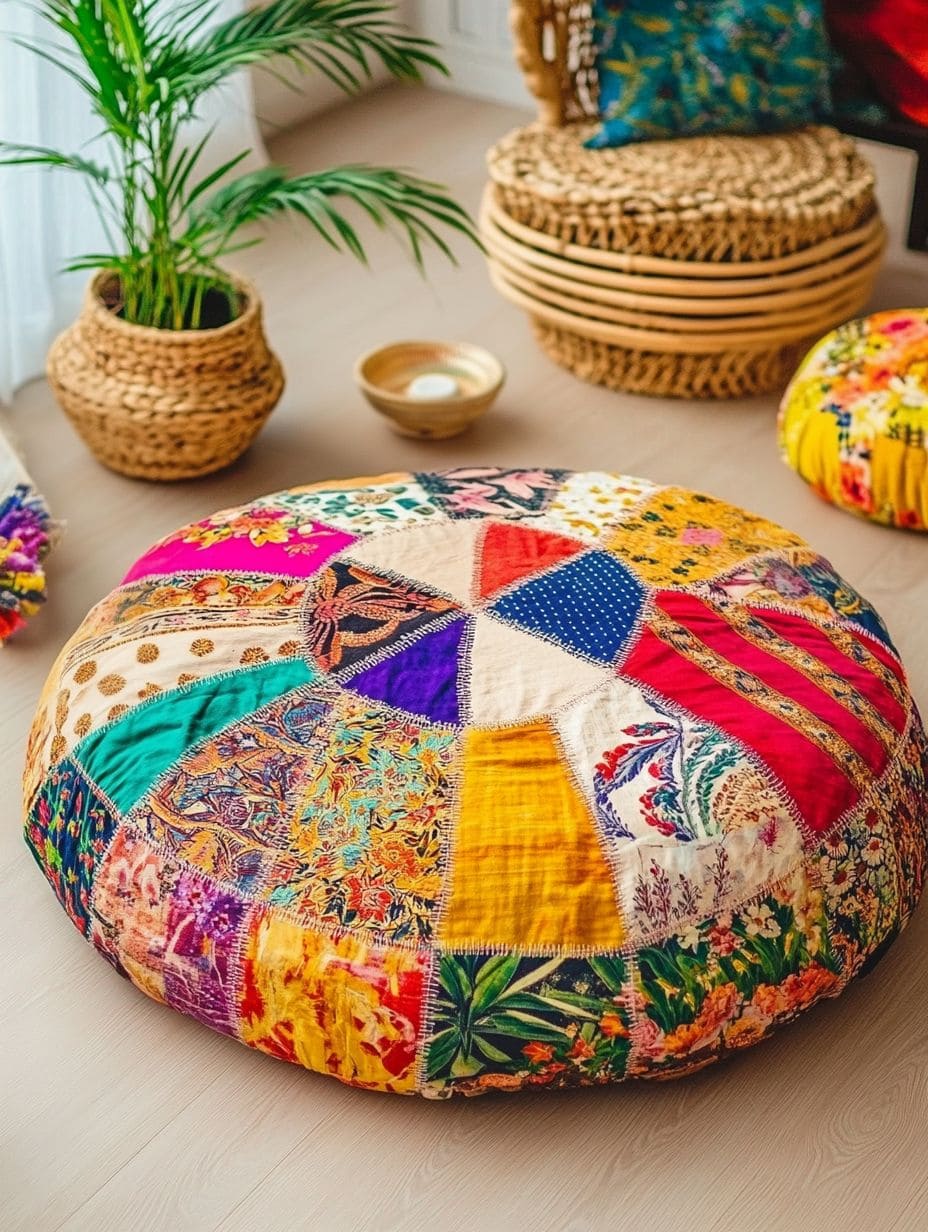 Bohemian Patchwork Floor Pillow