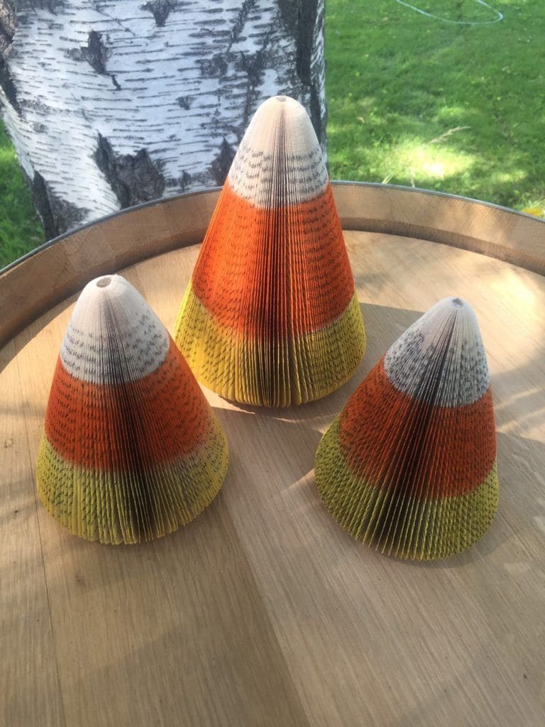 Book Page Candy Corn Cones