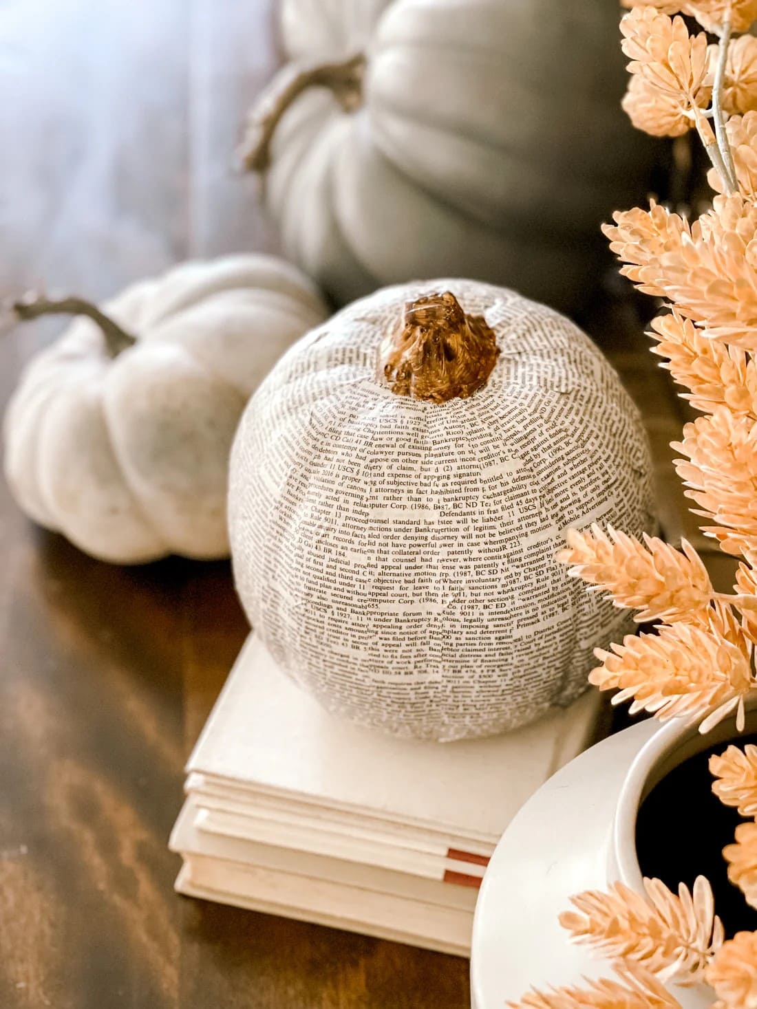 Book Page Decoupage Pumpkin
