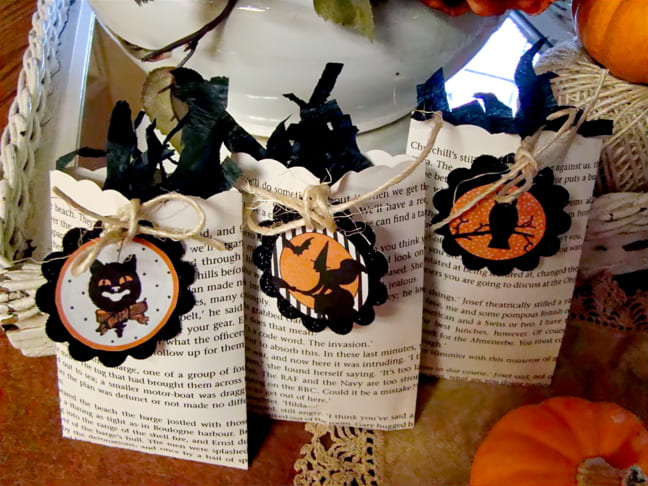Book Page Halloween Treat Bags