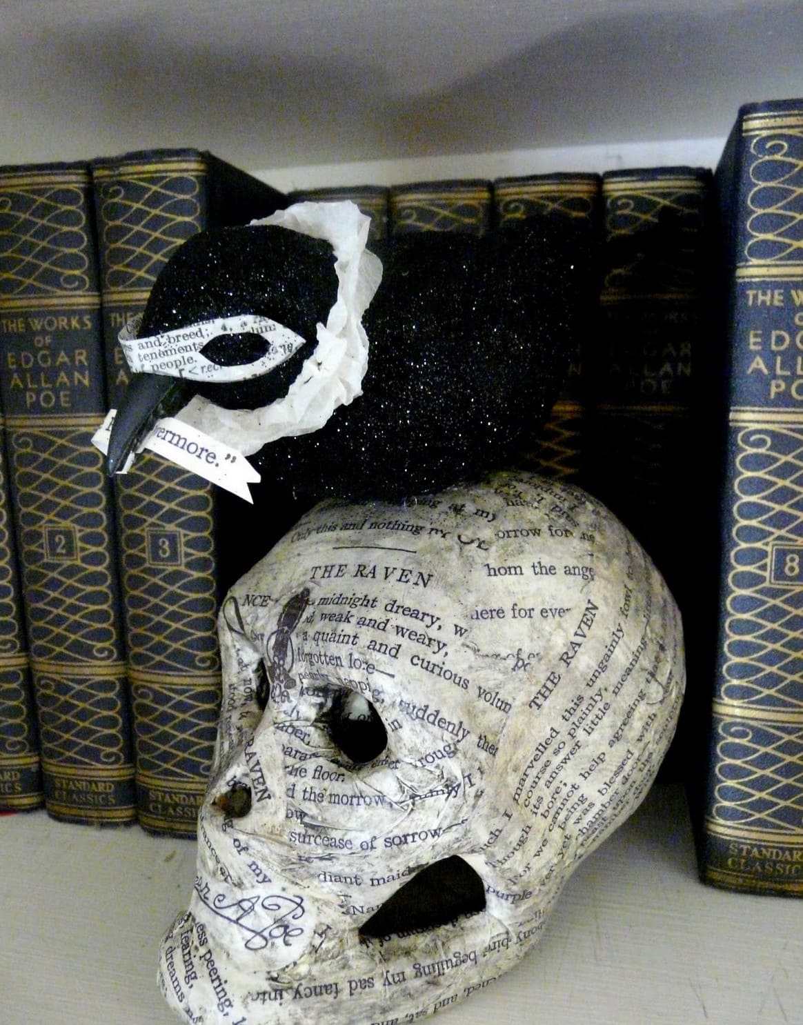 Book Page Raven and Skull Display
