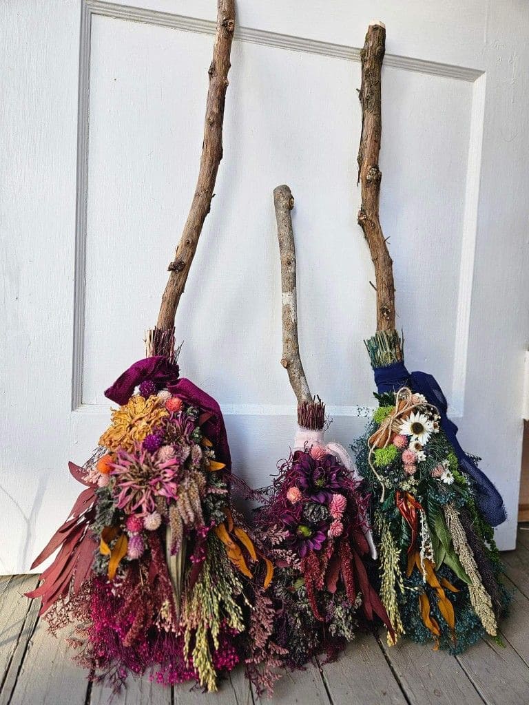 Botanical Witch Brooms Made from Dried Florals