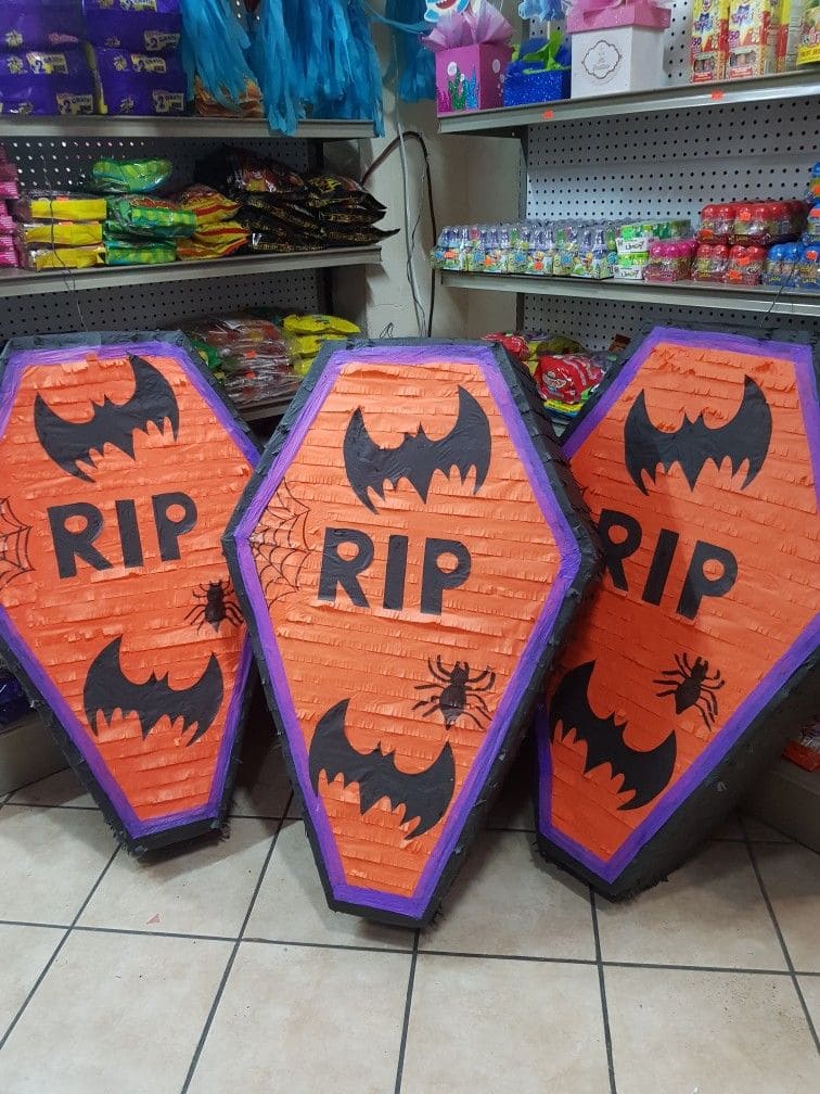 Bright Orange Coffin Piñata