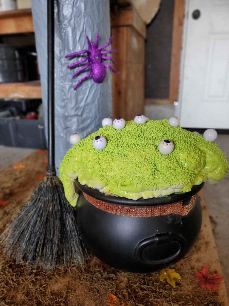 Bubbling Eyeball Cauldron With Witchs Broom