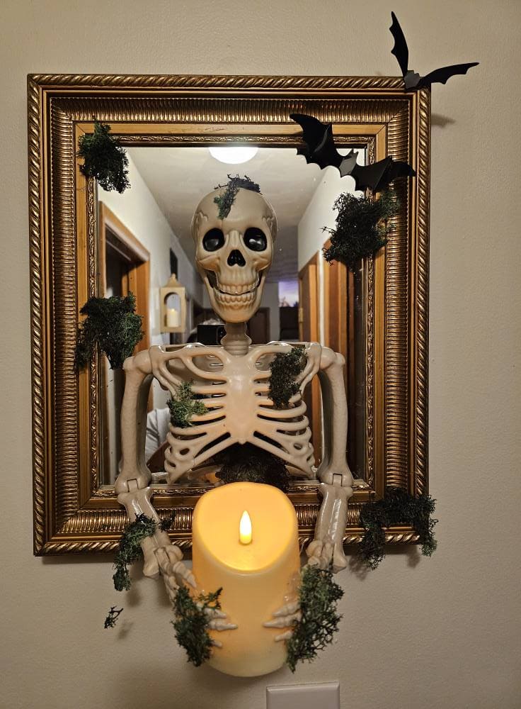 Candle-Bearing Skeleton Mirror