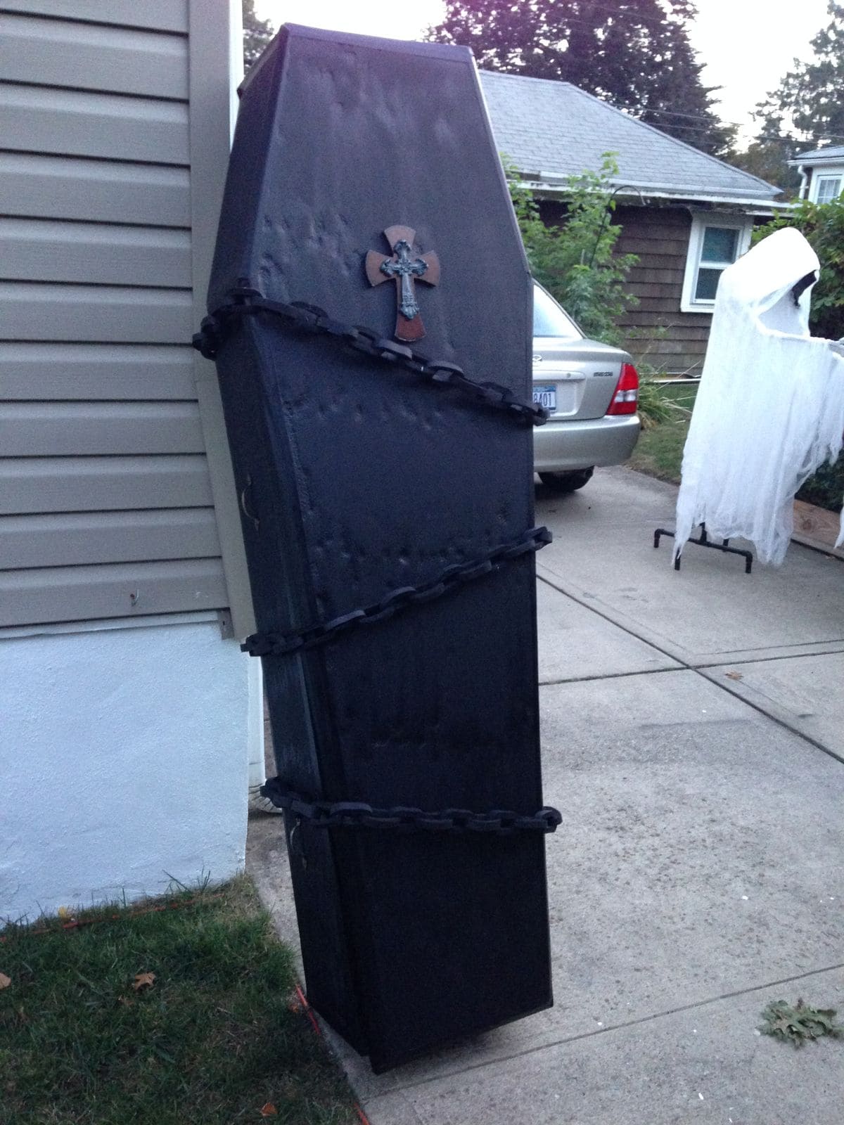 Chained Black Coffin with Crucifix