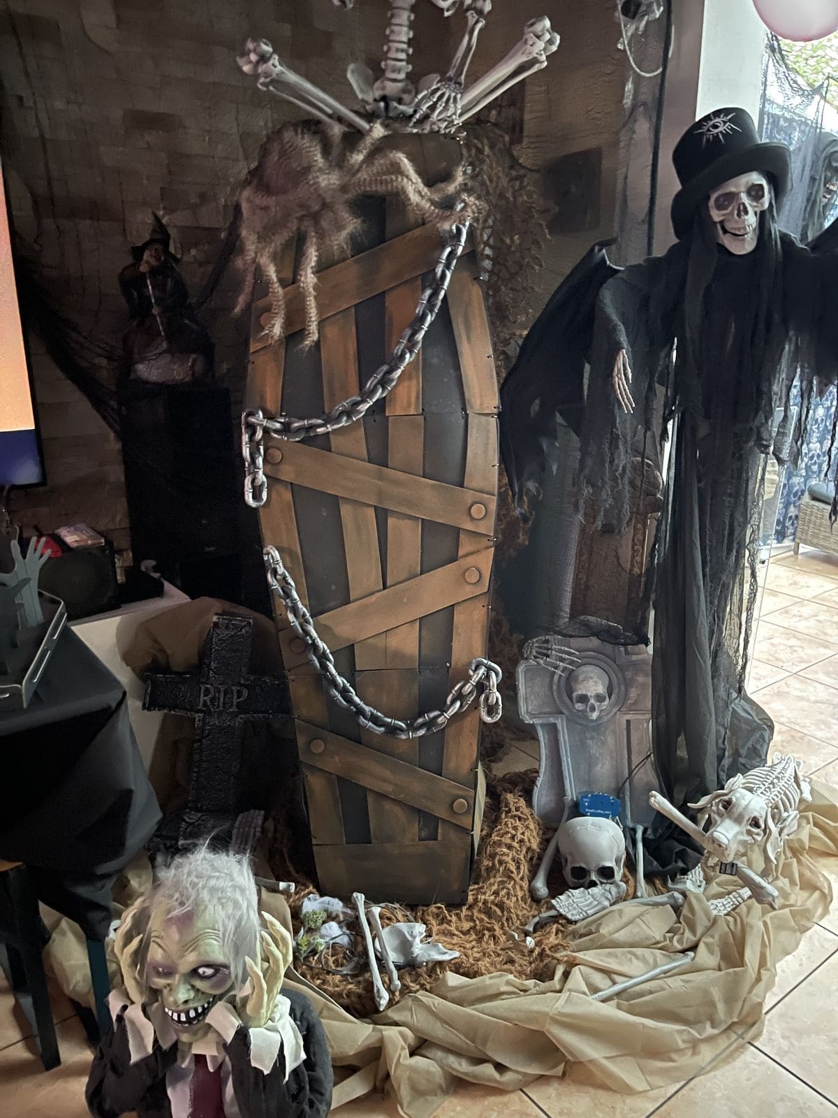 Chained and Guarded Coffin Scene