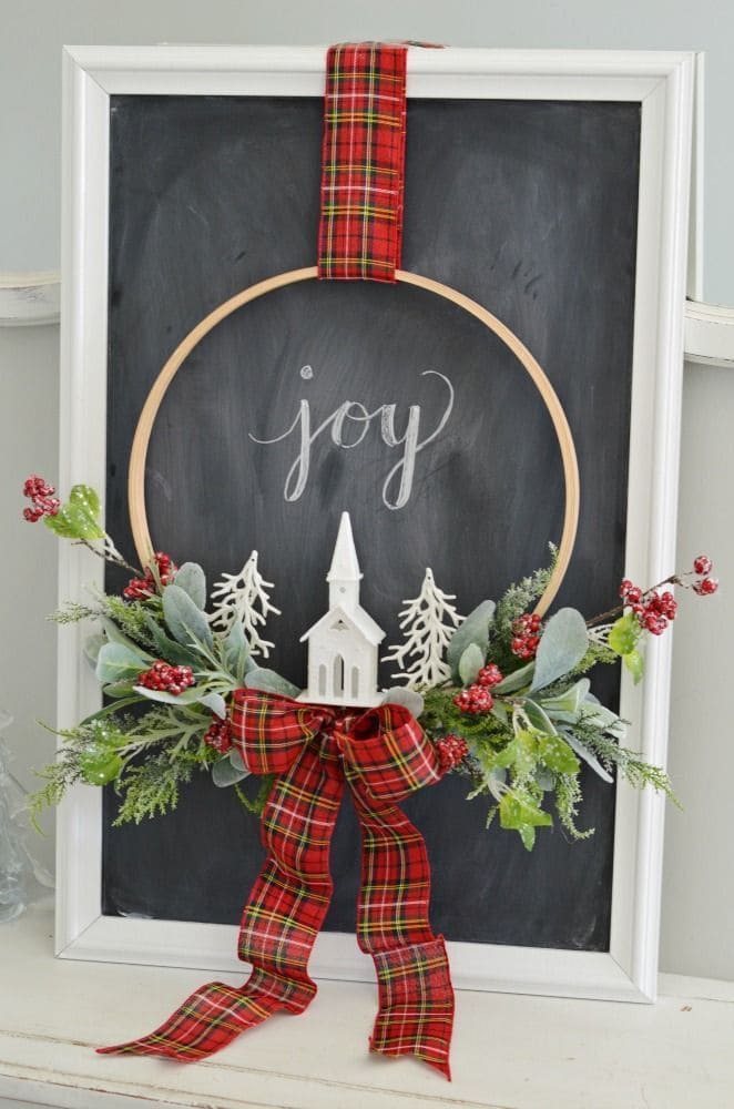 Christmas Hoop Wreath with Village Scene 1
