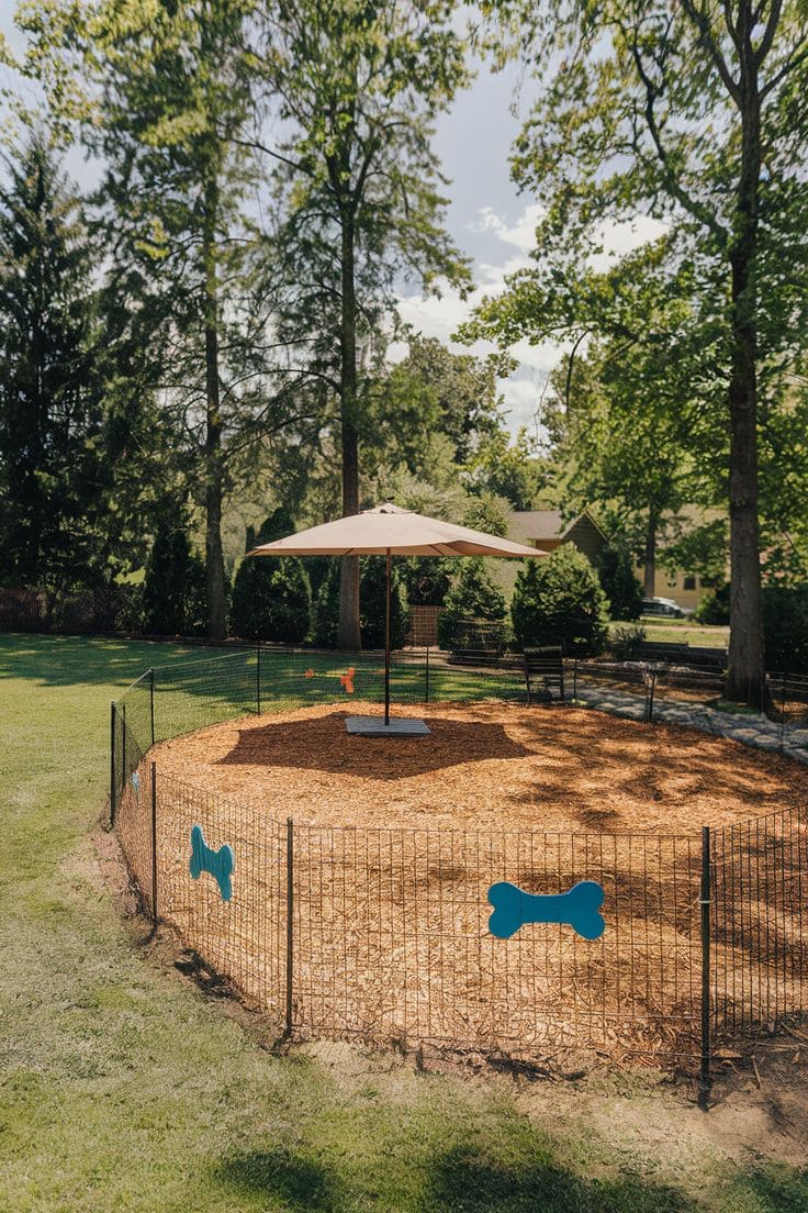 Circular Dog Run with Shade Umbrella