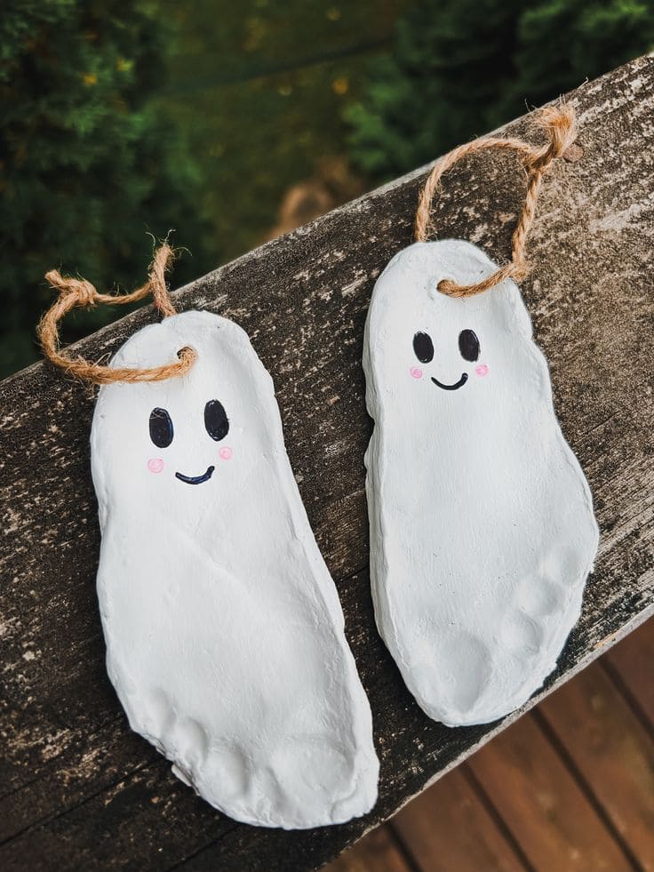 Clay Footprint Ghost Ornaments