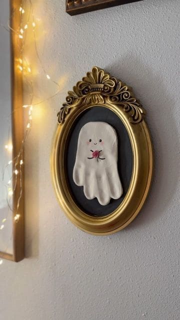 Clay Handprint Ghost in Vintage Frame
