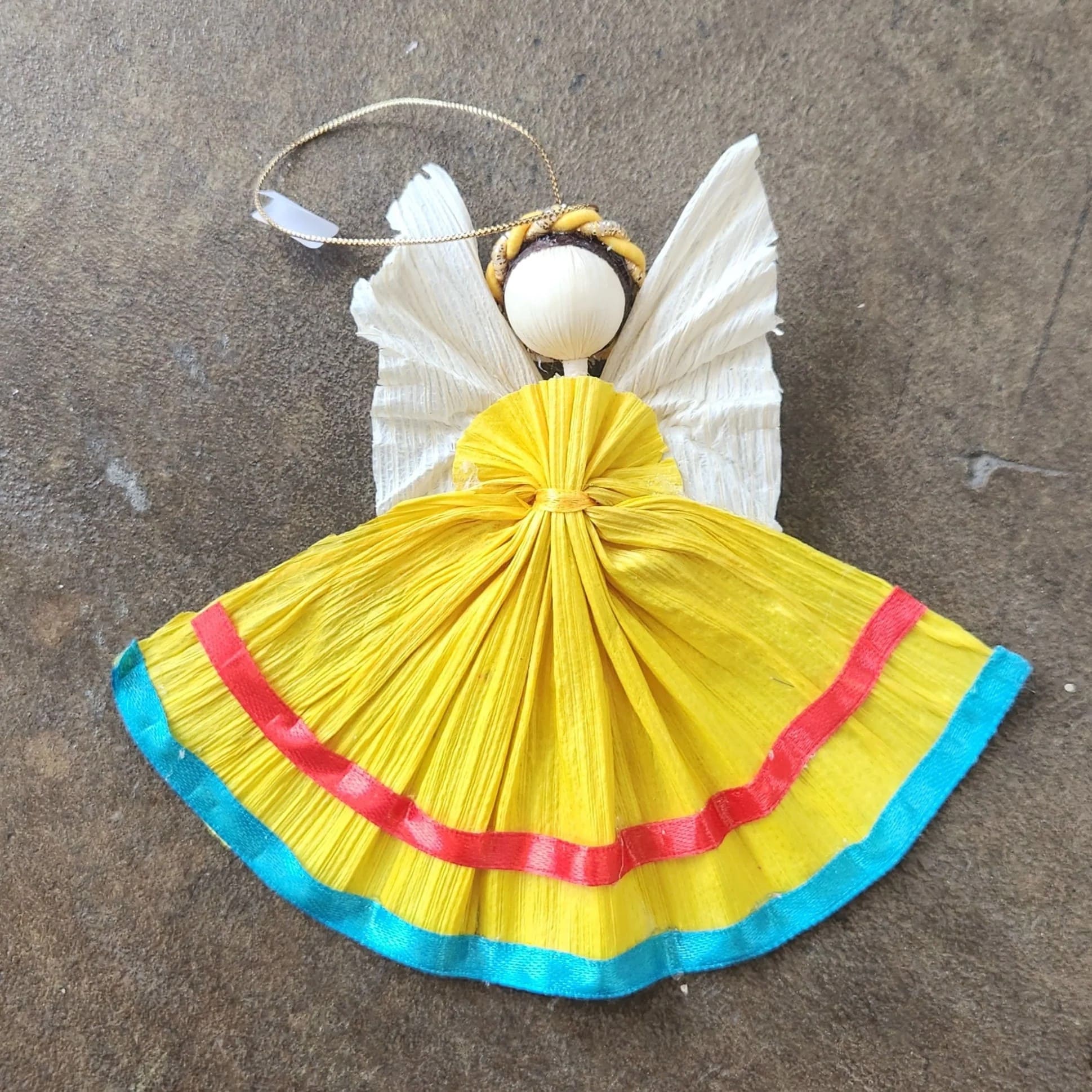 Colorful Corn Husk Angel Ornament