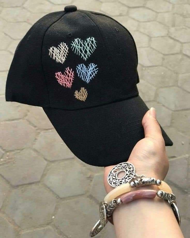 Colorful Embroidered Hearts Baseball Cap