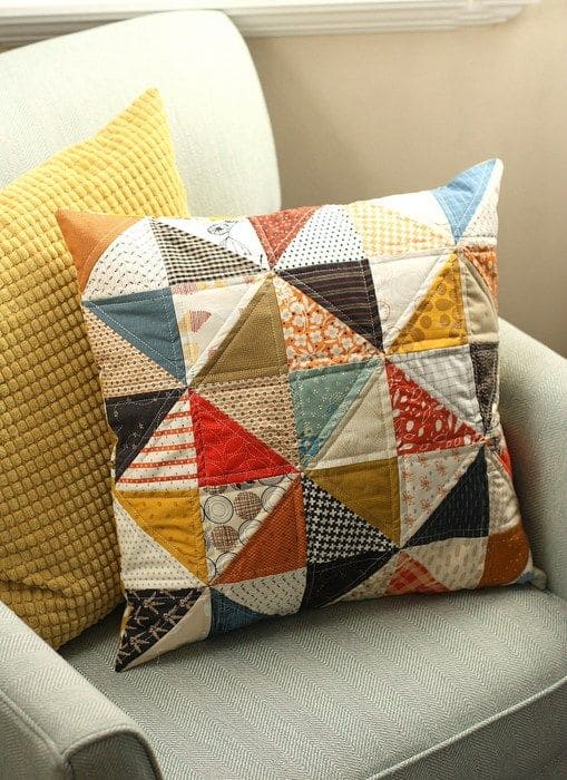 Colorful Patchwork Quilt Pillow