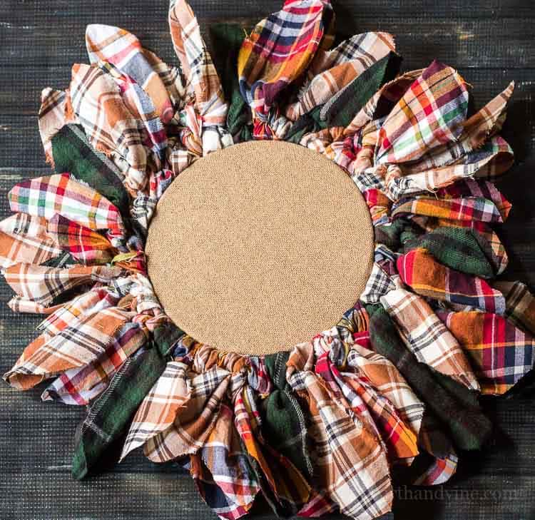 Cozy Plaid Fabric Hoop Wreath 1